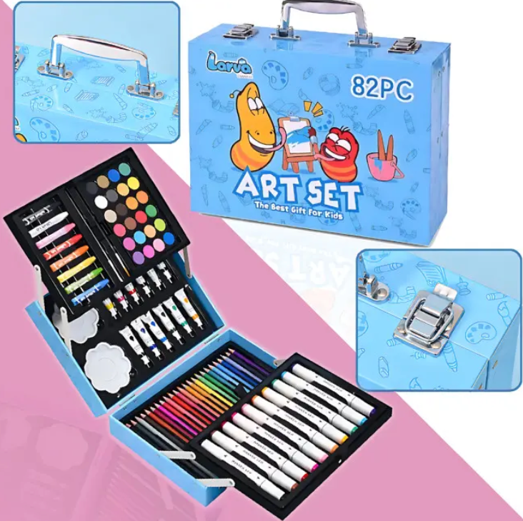 Двоярусний дитячий набір для малювання в кейсі Art Set 82 предметів синій, фото 1