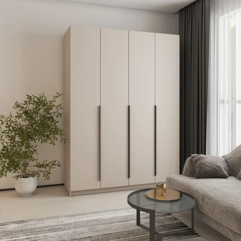 Шафа 4-дверна MebelStar Оскар ДСП BG, стандарт 160x52x220 см Кашемір, фото 1