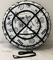 Тюбінг (ваташка) 100 см, з камерою, надувні санки дитячі, підліткові, крижана пвх, модний біло-чорний Fashion