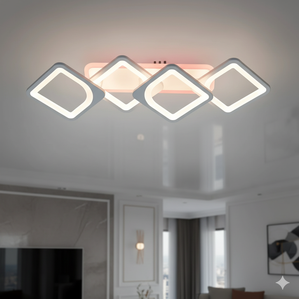 Вузька люстра Led з пультом Diasha 70W до 16 м² колір Білий H8060/2+2WH 3col dim, фото 1