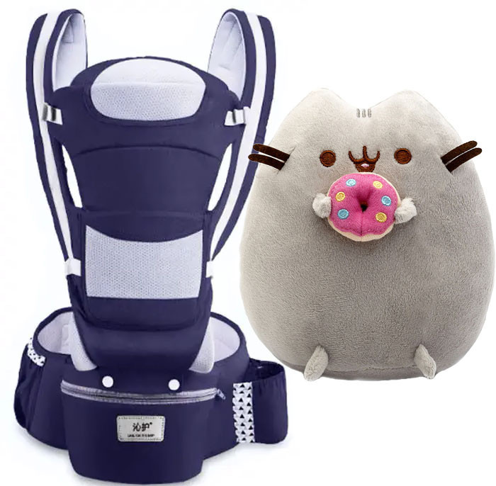 Набір Хіпсіт Baby Carrier 6в1 і Пушин кет 21х25 см Темно-синій (vol-9737), фото 1