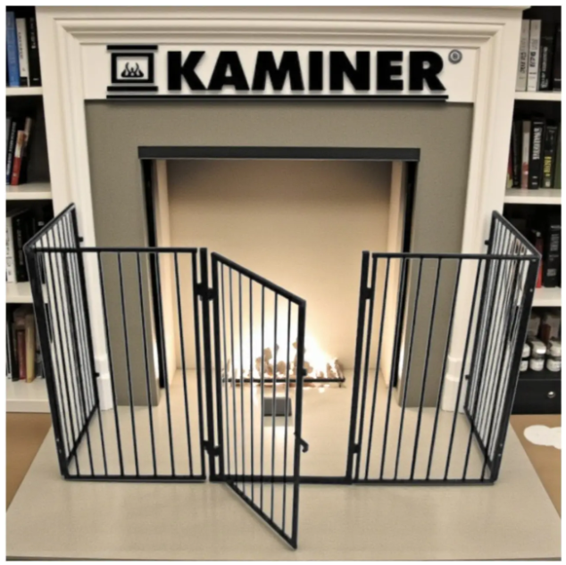 Каминні аксесуари Kaminer BK-2961 Города для каміна Захисний бар'єр металевий Захист для каміна, фото 1