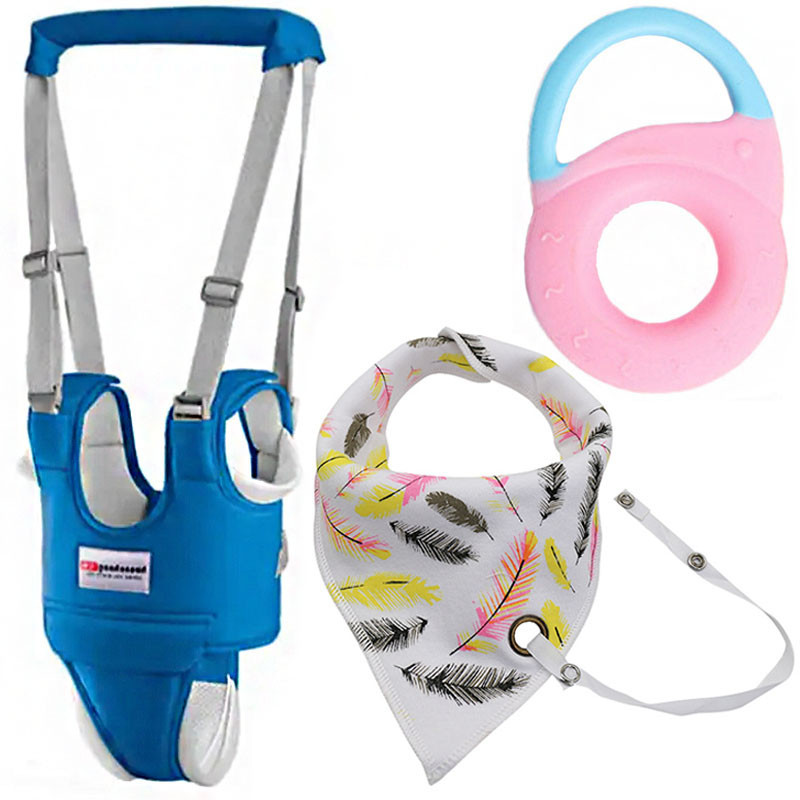 Набір 2Life вожді-ходунки Синій слинявчик-нагрудник з тримачем Білий і прорізувач Замочок Y4 Рожевий (v-11710), фото 1