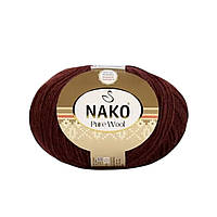 Nako Pure Wool (Нако Пур Вул) №13863 коричневий (Пряжа 100% вовна, нитки для в'язання)