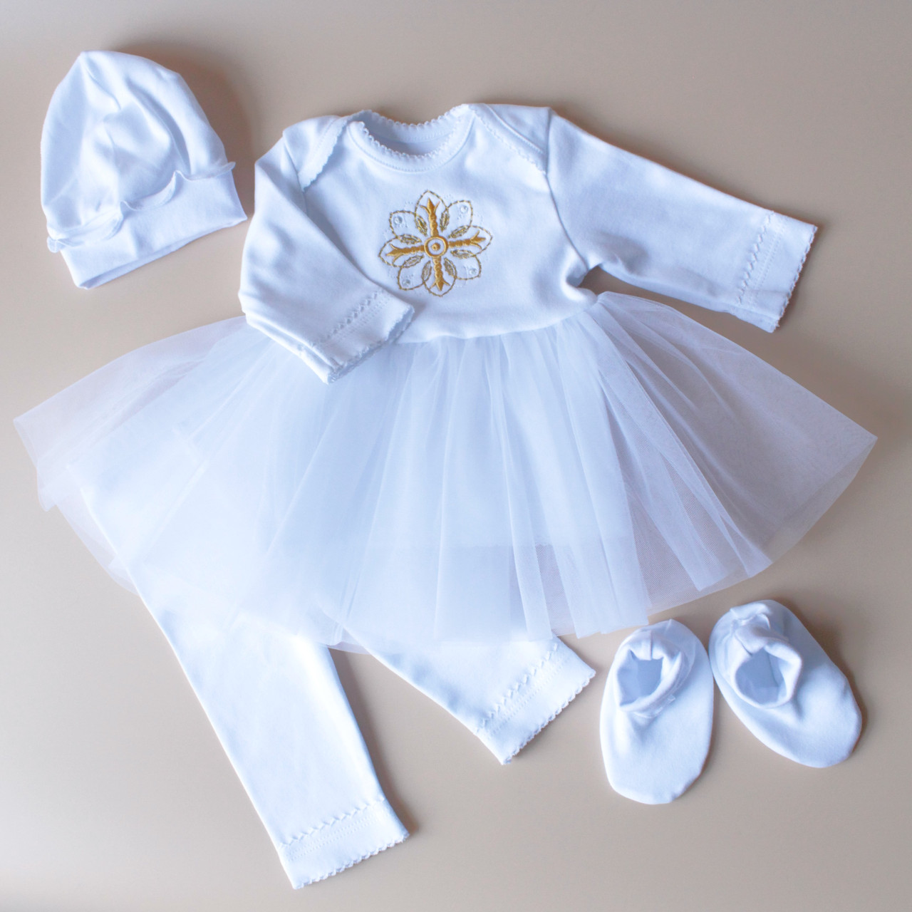 Набір для хрещення BOKA Квітка для дівчинки Білий, фото 1