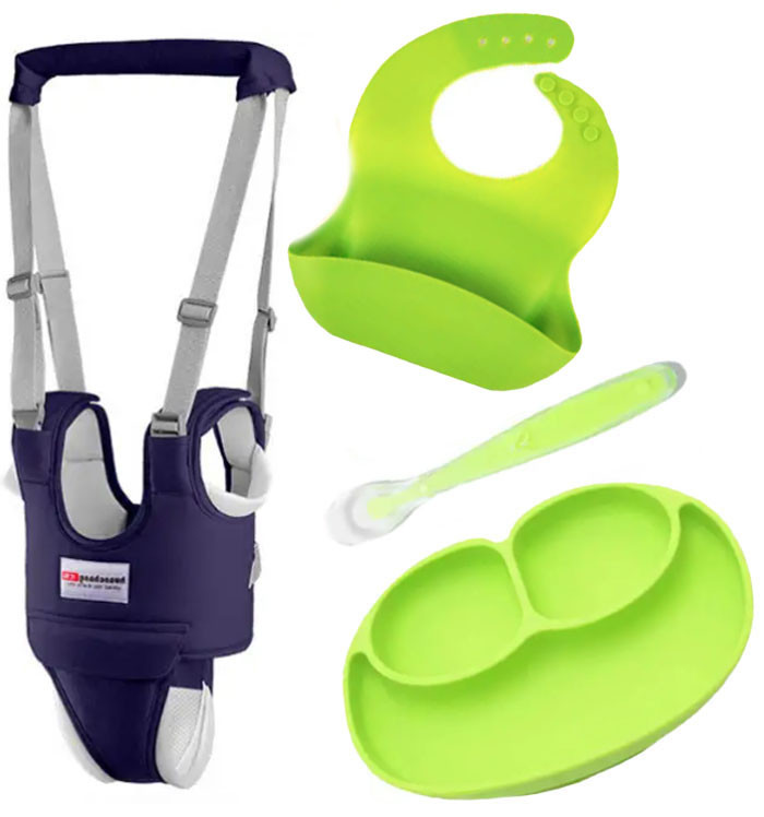 Набір дитячі віжки-ходунки VOLRO з трусиками та підкладками слинявчик тарілка (vol-1961), фото 1