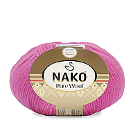 Nako Pure Wool (Нако Пур Вул) №04569 яскраво-рожевий (Пряжа 100% вовна, нитки для в'язання)