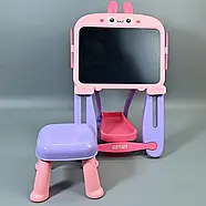 Дитячий мольберт з LCD планшетом W5002-1-2-3 зі стільчиком на батарейках для малювання, фото 4