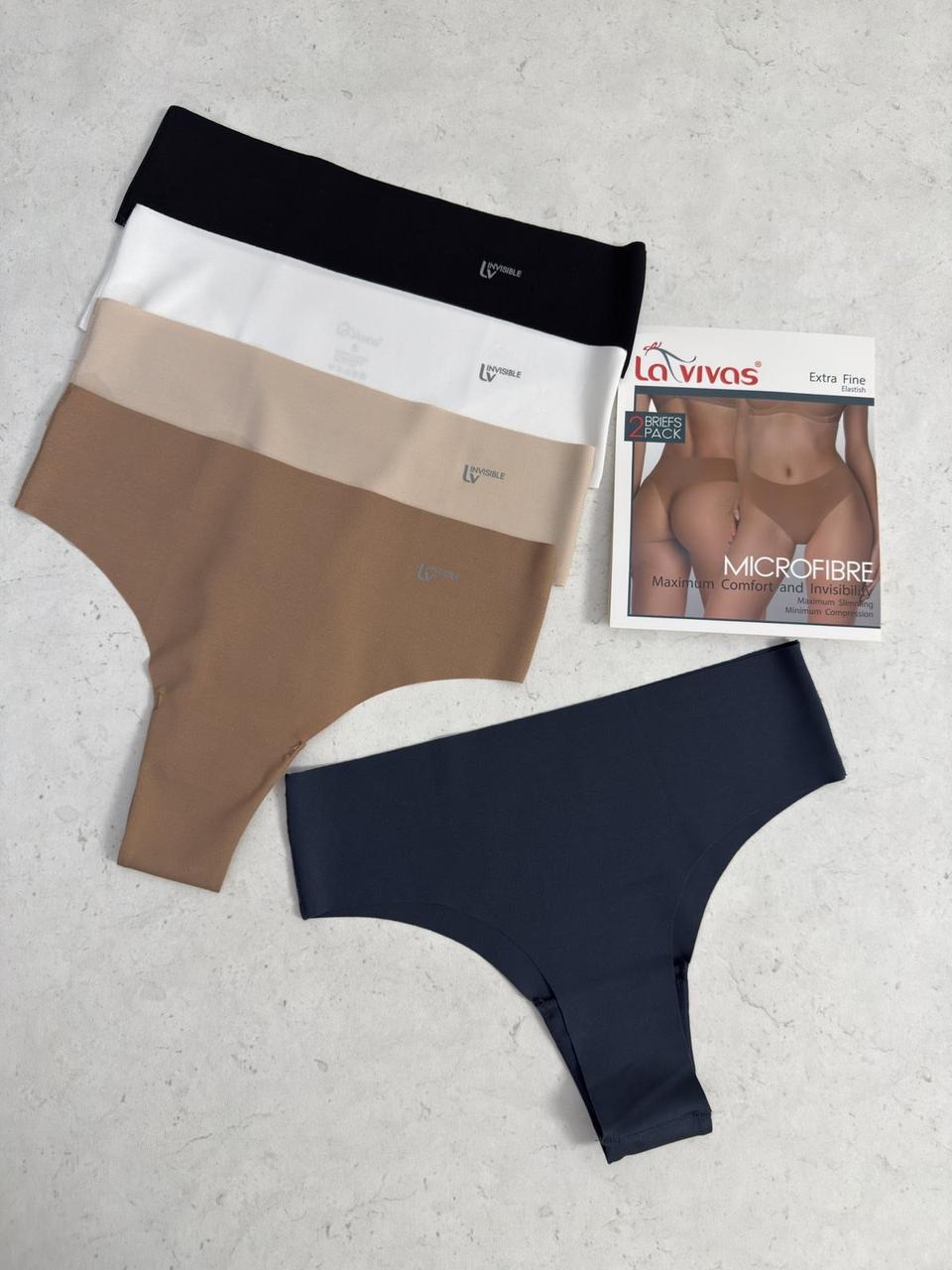 Трусики жіночі La Vivas 20339 безшовні з мікрофібри, колір Айворі + Чорний, розмір M, фото 1