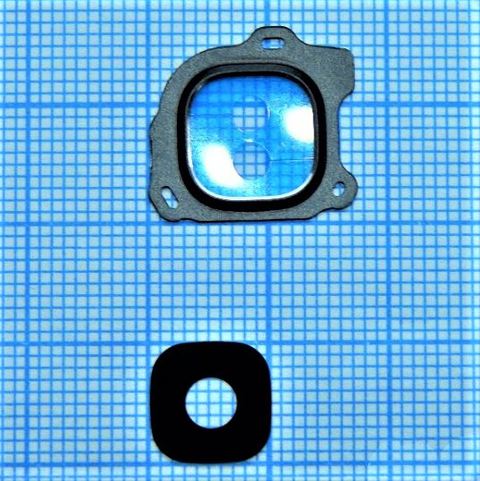 Скло камери для Samsung J600/J6 з рамкою Black, фото 1