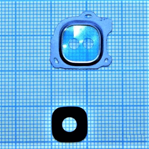 Скло камери для Samsung J600/J6 з рамкою Blue, фото 1