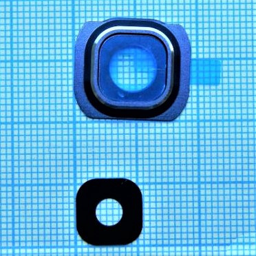 Скло камери для Samsung S6/G920 з рамкою Blue, фото 1