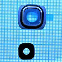 Скло камери для Samsung S6/G920 з рамкою Blue