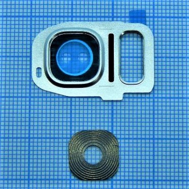 Скло камери для Samsung S7/G930/G935/S7 Edge з рамкою Silver, фото 1