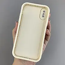 Чохол для iPhone X / Xs молочний чохол із зимовим з новорічним принтом із ялинкою із серцями на телефон айфон х / хс w02l, фото 2