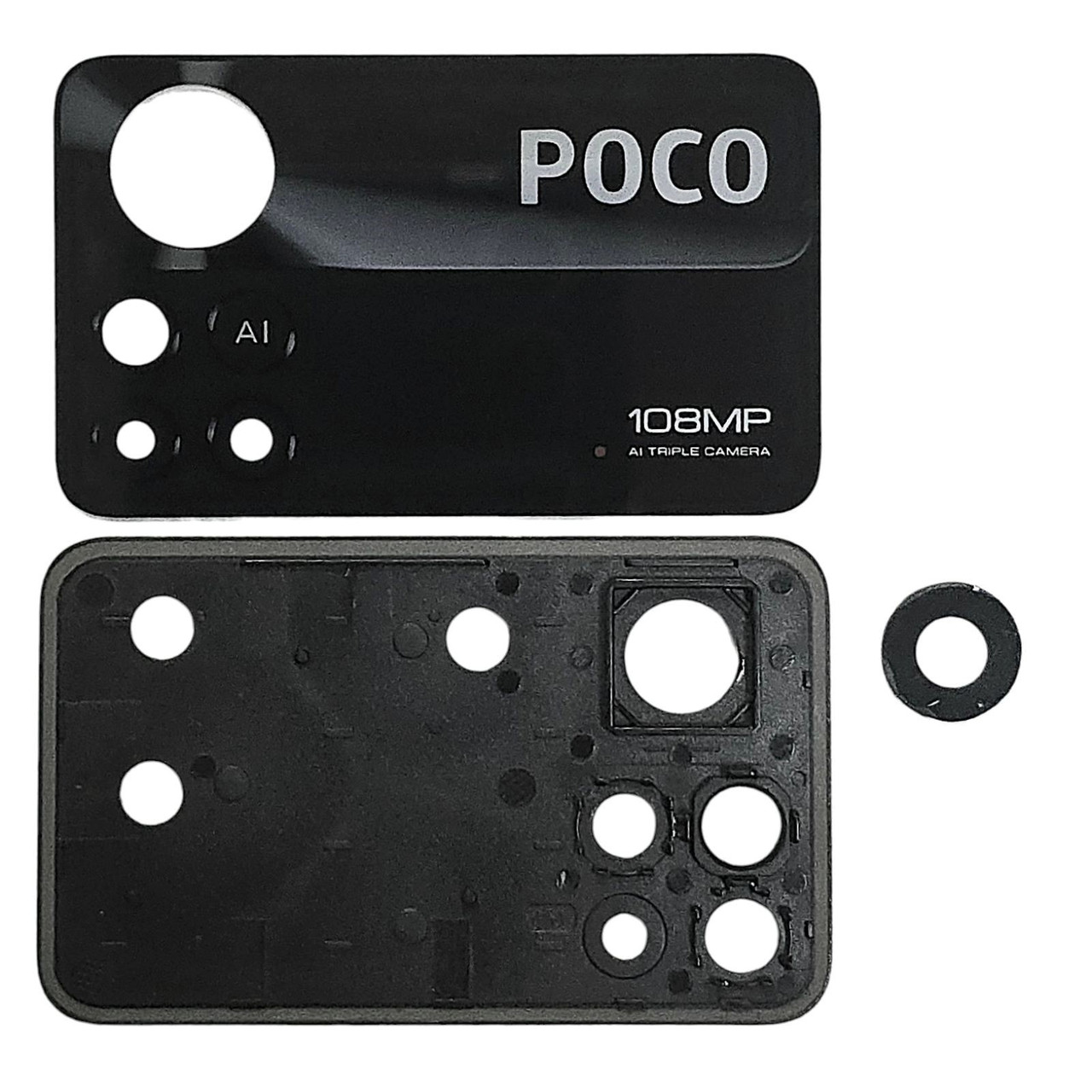 Скло камери для Xiaomi Poco X4 Pro 5G with frame (комплект) Black, фото 1