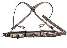 Патронташ на пояс дворядний закритий на 39 набоїв 12 калібру зі шкіряною лямкою (шкіра, коричневий)