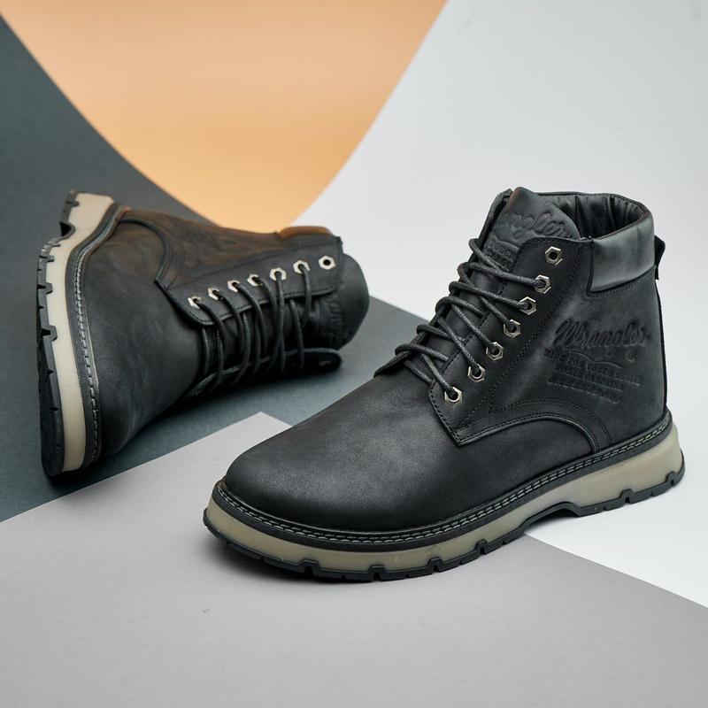 Черевики шкіряні зимові Wrangler Aviator Black, фото 1