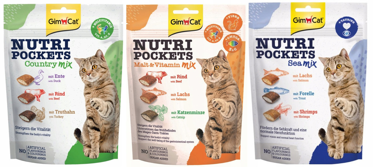 GimCat Nutri Pockets — комплект із 3 різних міксів 450гр., фото 1