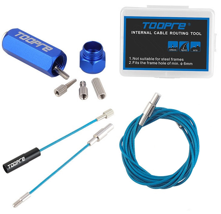 Комплект для протягування тросів і гідроліні в рамі велосипеда синій TOOPRE (насадки для кожуха зберігаються в середині в магніті), фото 1