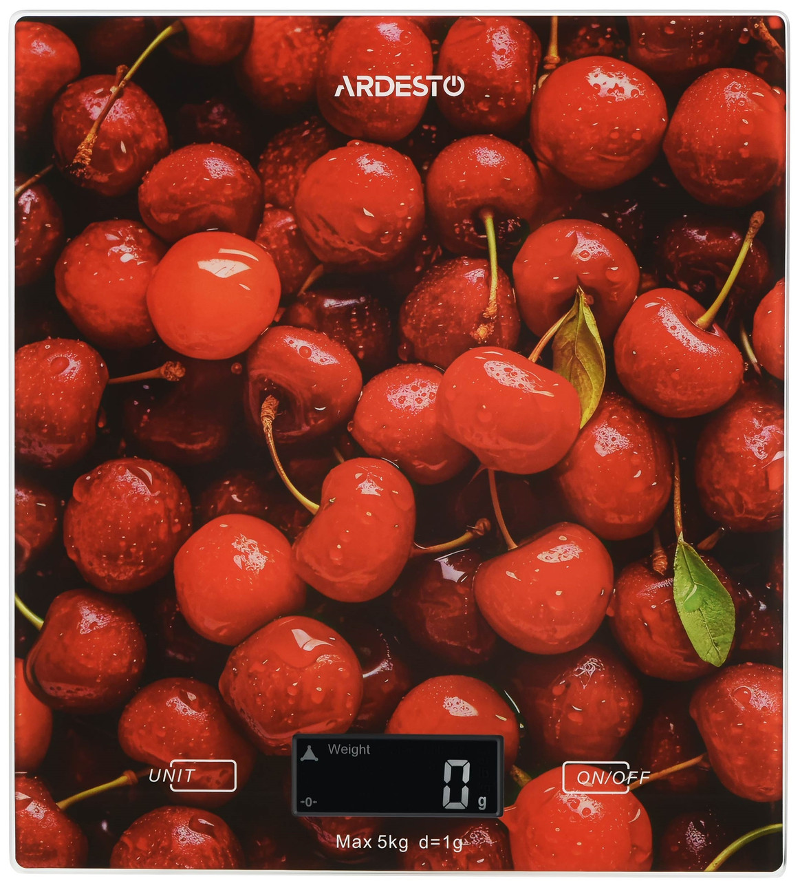Кухонні ваги Ardesto SCK-893CHERRY — 5 кг, скляна платформа, багатокольорові