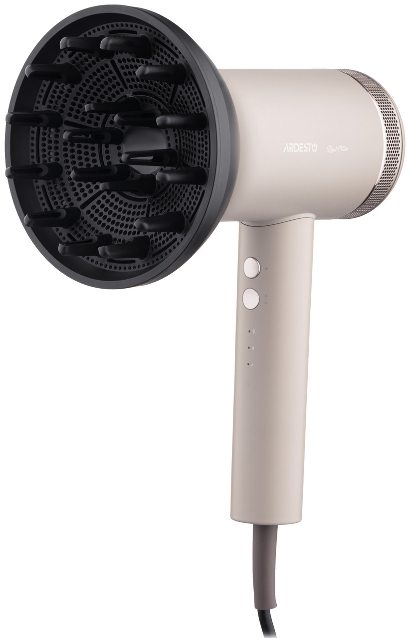Фен Ardesto Pearl Cream — 1500–1800 Вт, 3 швидкості, 3 температури, магнітні насадки, бежевий