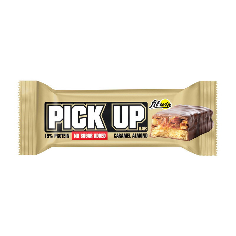 Протеїновий батончик від FitWin. Pick Up Bar No Sugar Added (45 g, caramel almond), фото 1
