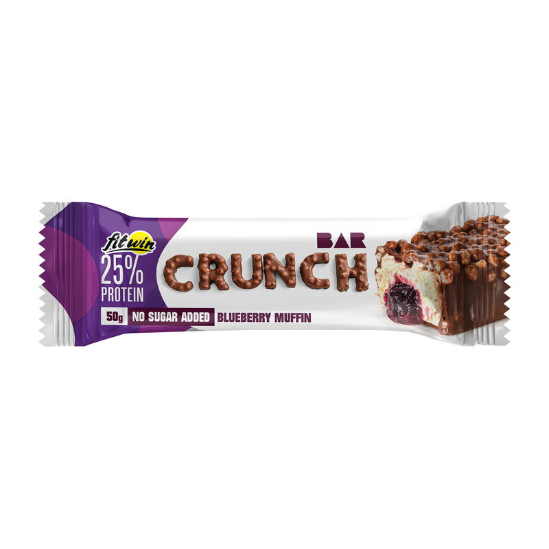 Протеїновий батончик від FitWin. Crunch Bar No Sugar Added (50 g, blueberry muffin), фото 1