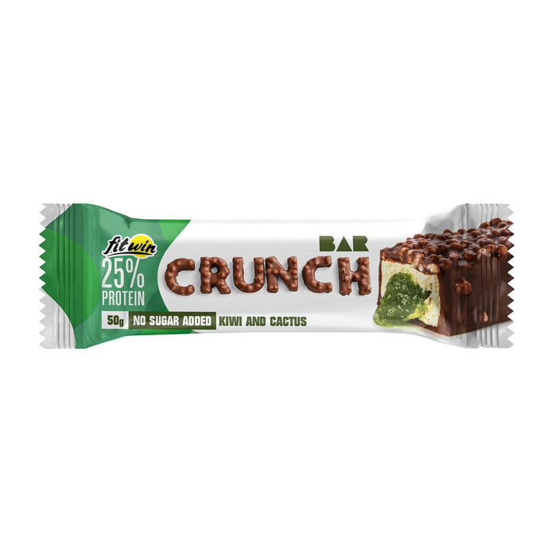 Протеїновий батончик від FitWin. Crunch Bar No Sugar Added (50 g, kiwi and cactus), фото 1
