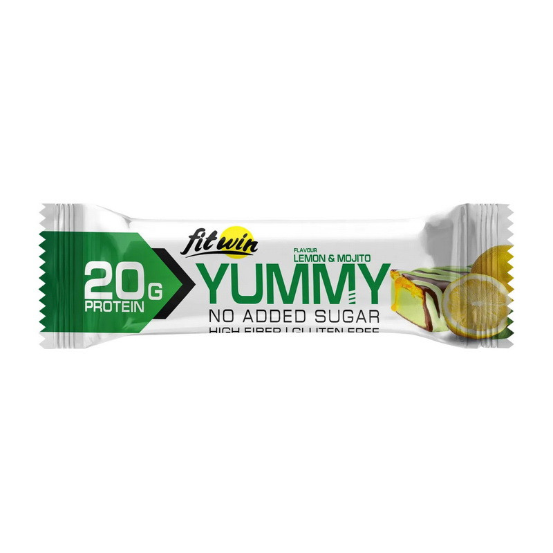 Протеїновий батончик від Yummy Bar No Sugar Added (55 g, lemon & mojito), фото 1