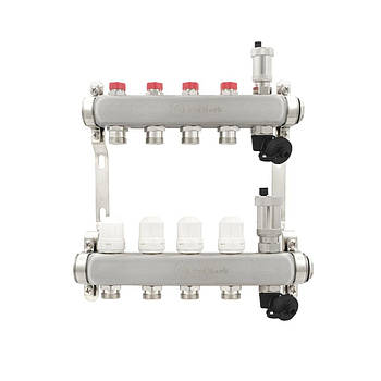 Колектор PLM 1"x3/4" 4 виходи з повітровідвідником з витратомірами без євроконусів