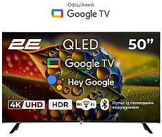 Телевізор 2E 50" QLED 4K — Smart Google TV, чорний