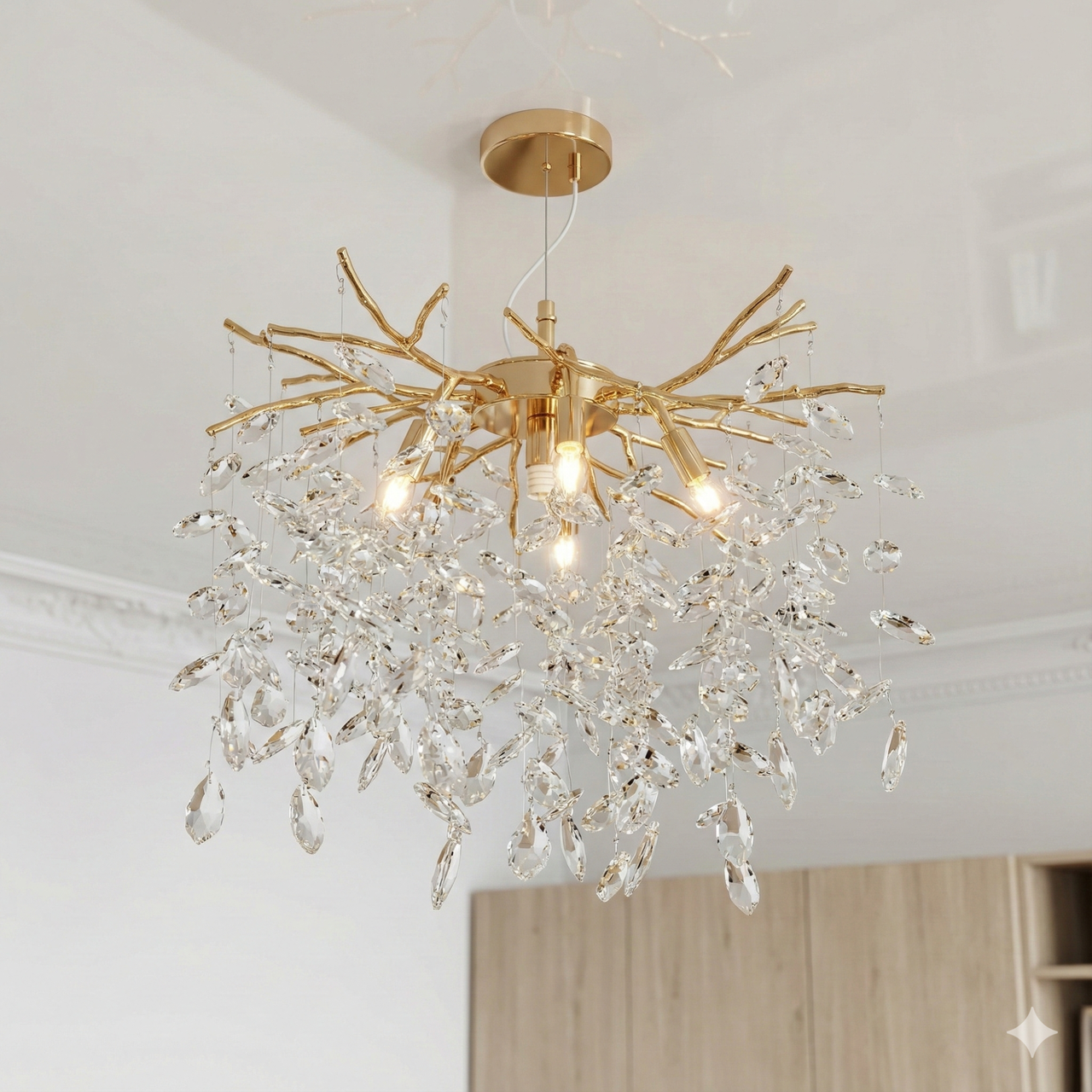 Люстра кришталева сучасна Artlight цоколь G9 ламп 6 шт колір Золотистий P6039/45GD, фото 1