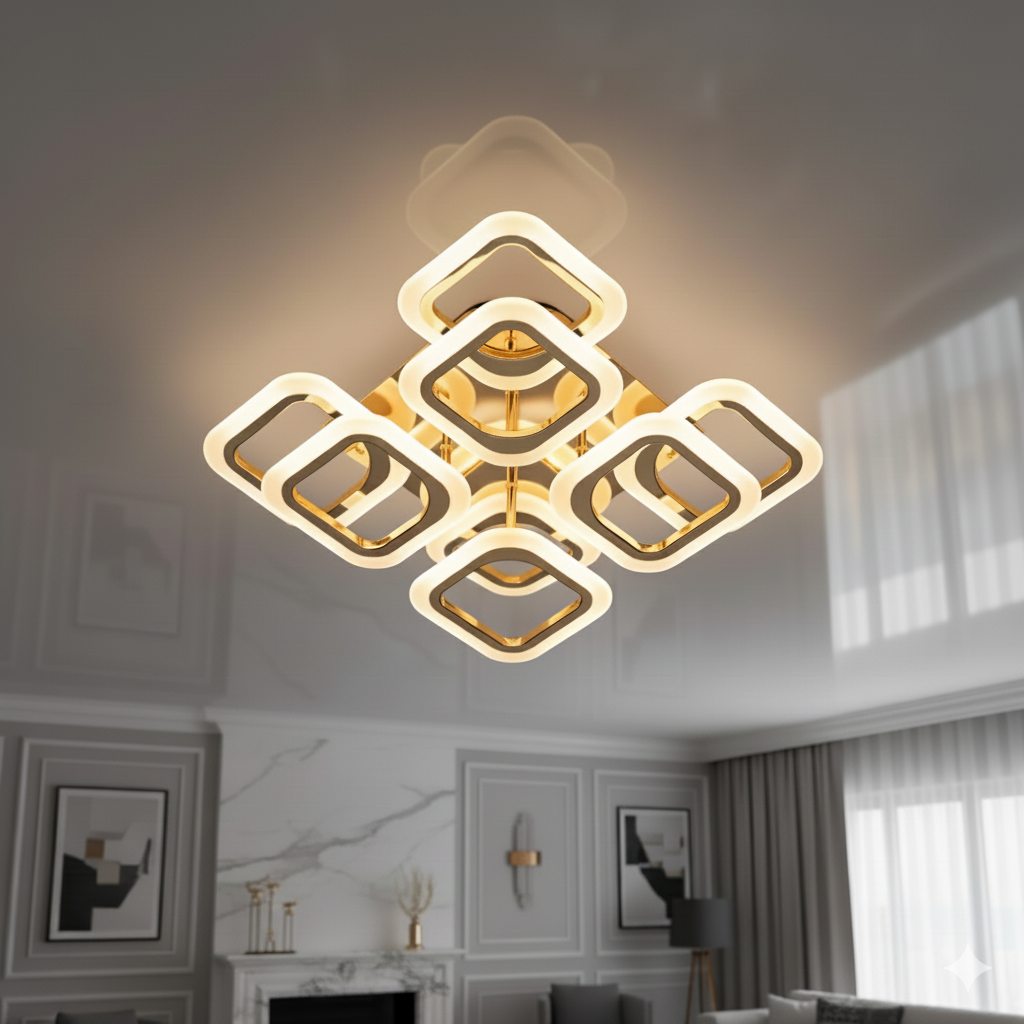 Стельова люстра у спальню Diasha 80W до 18 м² колір Білий HAS8060/4+4G, фото 1