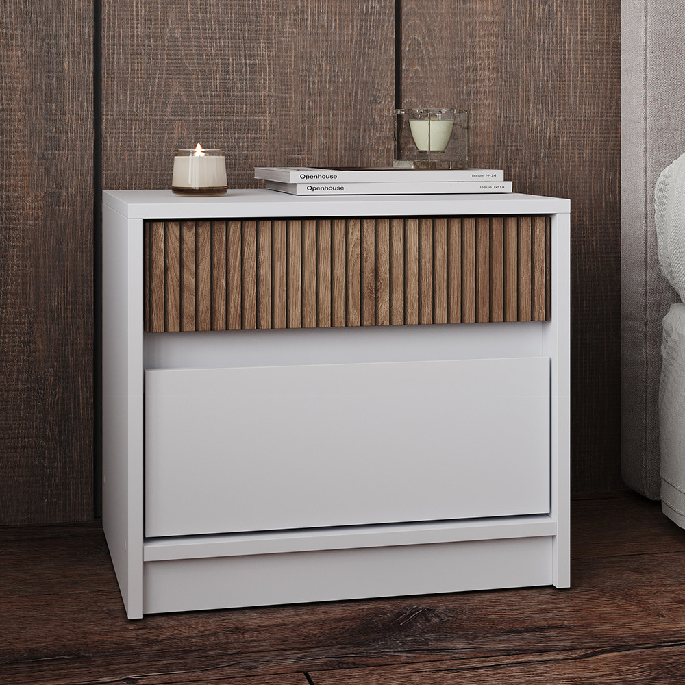 Тумба приліжкова Еверест Стайл-500 50,2х39х44,2 см Німфея Альба (білий)/Канелла (DTM-073575), фото 1