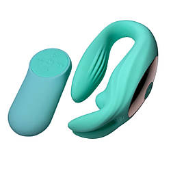 Вібратор для пар у формі зайця Passion Play з пультом, бірюзовий 18+