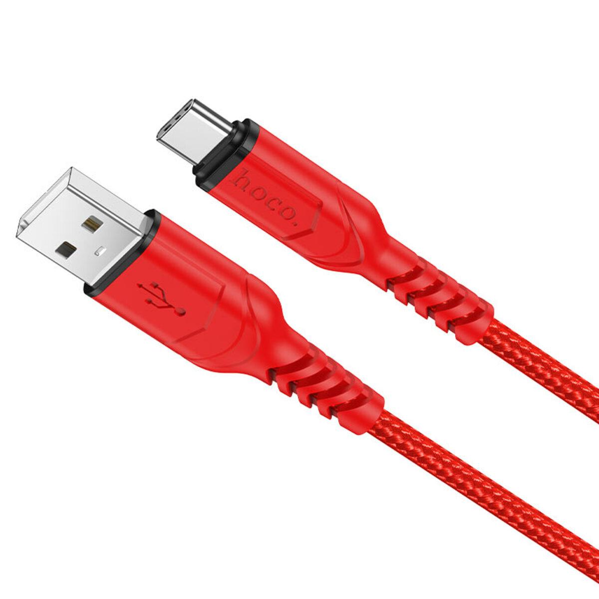 Кабель HOCO X59 USB to Type-C 3A, 1m, nylon, TPE connectors, Red, фото 1