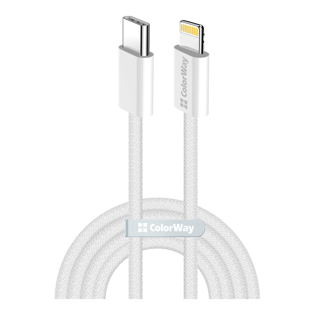 Дата кабель USB-C to Lightning 1.0m 27W grey ColorWay (CW-CBPDCL061-GR) —  Гарантия
