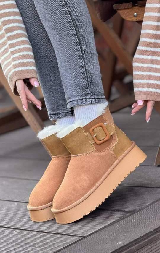 Уггі жіночі зимові коричневі натуральна замша С475, фото 1