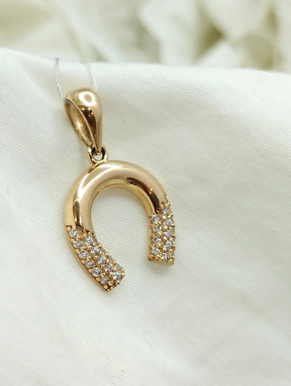 Золота підвіска Підкова з цирконієм