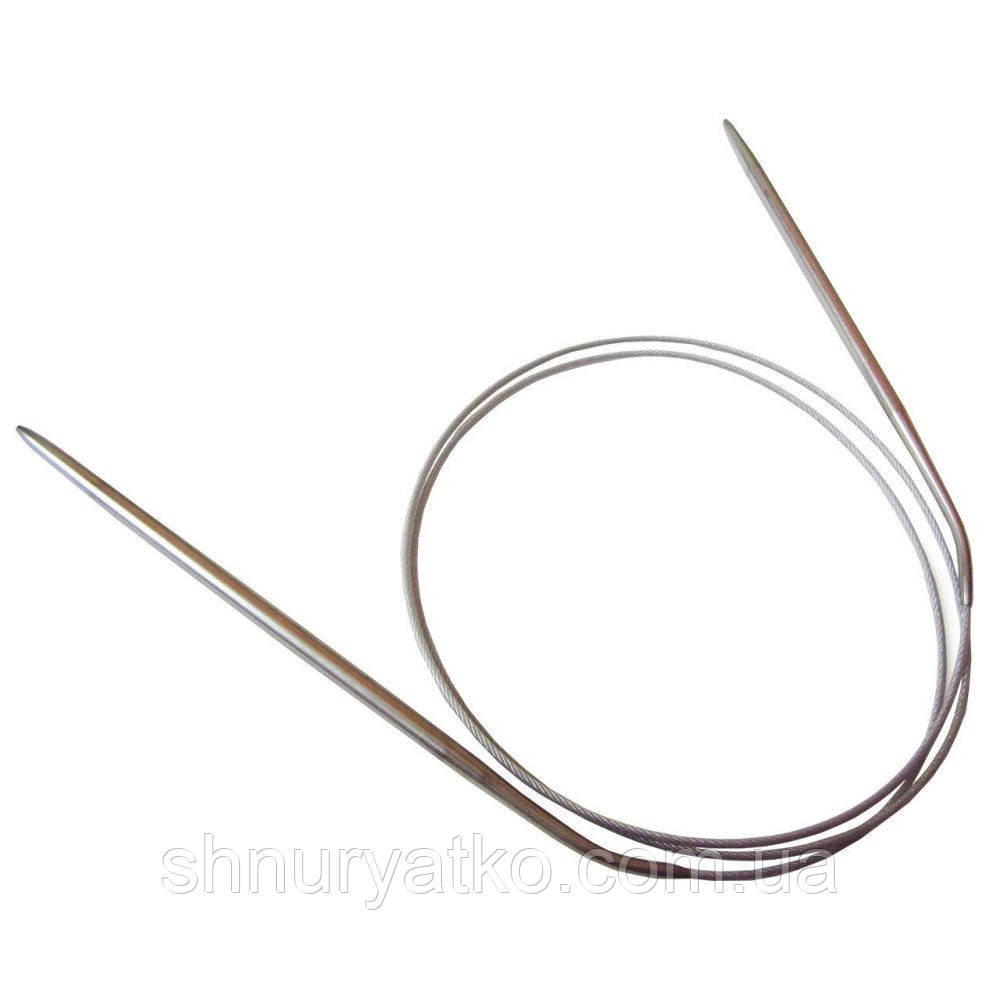 Спиці кругові 60см 6мм на тросику, в'язальні спиці на тросі, кругові металеві спиці для в'язання, фото 1