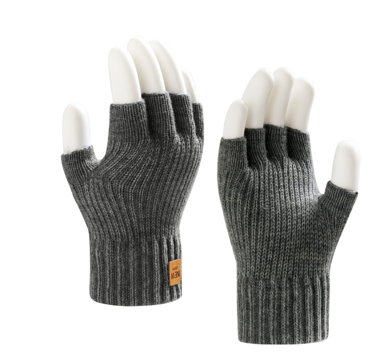 Вовняні рукавички без пальців KT7002503 перчатки темно-сірі PeremogaUA, фото 1