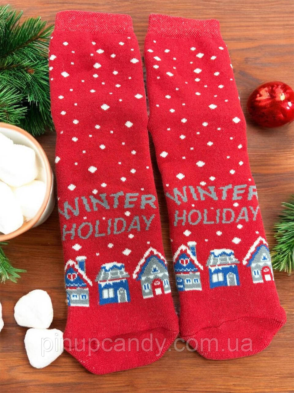 Шкарпетки теплі махрові Winter Holiday COSY унісекс червоні (розміри: 34-44), фото 1