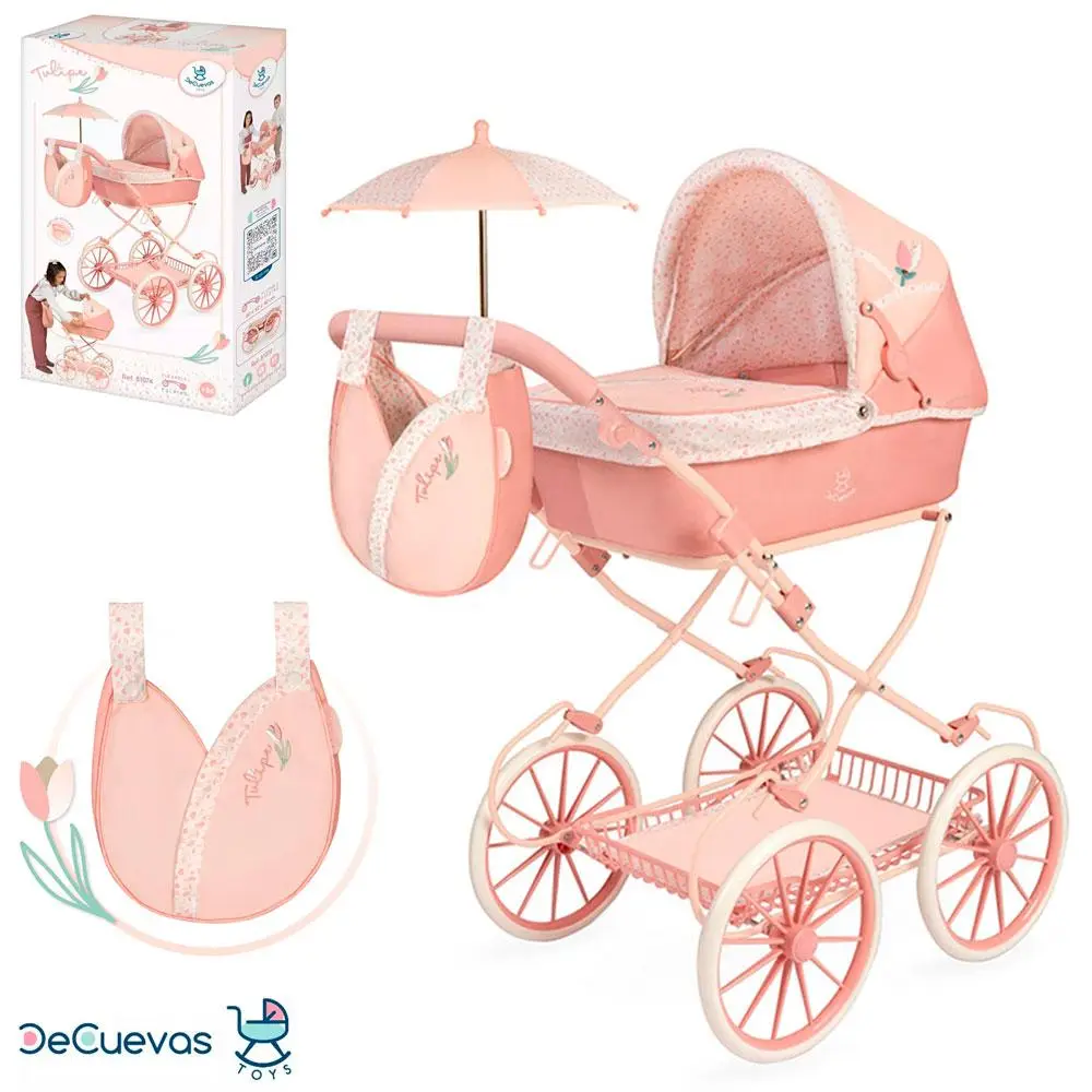 Коляска трансформер 3в1 для ляльок DeCuevas Tulipe, з сумкою та парасолькою, 80*42*93 см, 81074, фото 1
