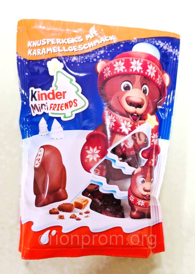 Цукерки Kinder Mini Friends Ведмеді з печивом та карамеллю 122 г, фото 1