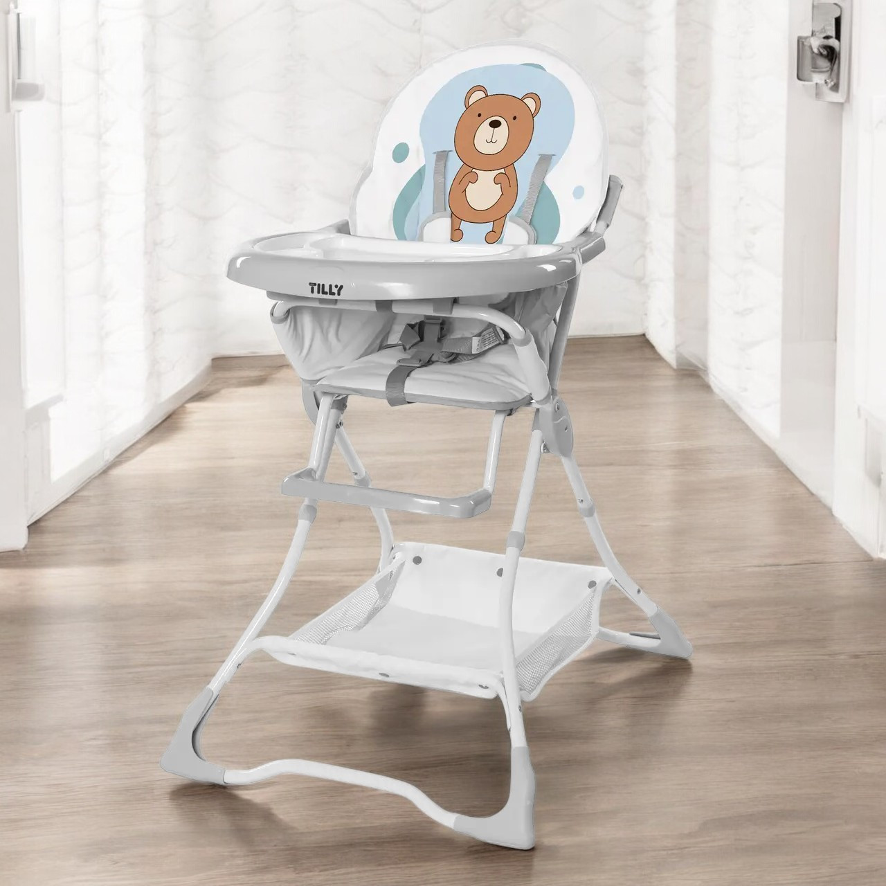 Стільчик для годування Tilly Buddy T-633/2 складний з кошиком для іграшок та 5-точковими ременями безпеки, фото 1