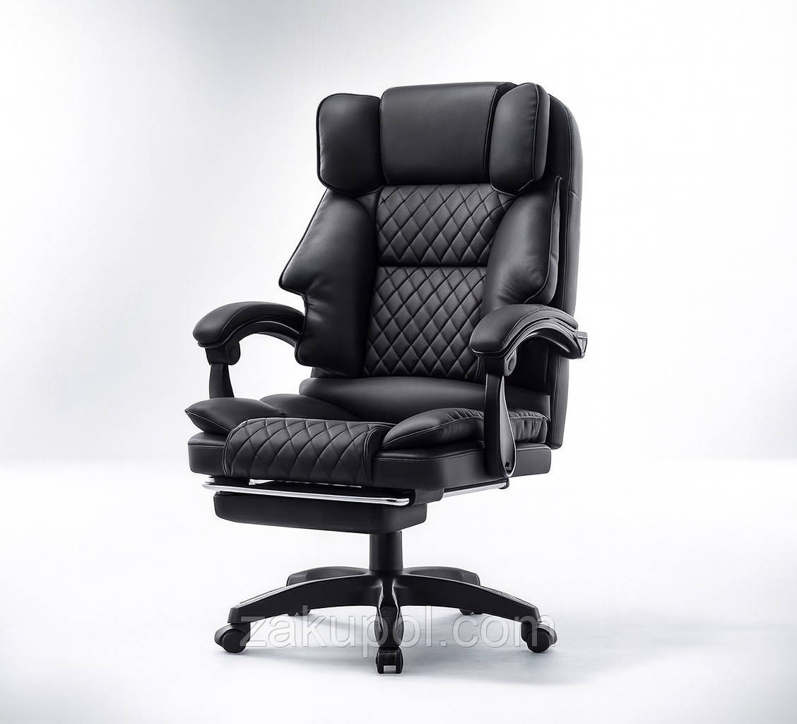 Офісне крісло із підставкою для ніг COMFORT PREMIUM Чорний