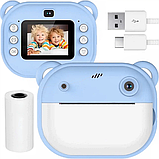 Дитяча камера 12 МП з функцією друку – фотоапарат 1080P + рулон для термопечаті блакитний, фото 4