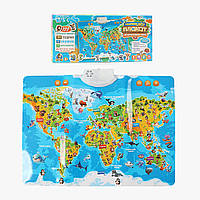 Інтерактивний плакат «Мапа світу» 97899 Українська озвучка, назви тварин, океанів, континентів, “екзамен”
