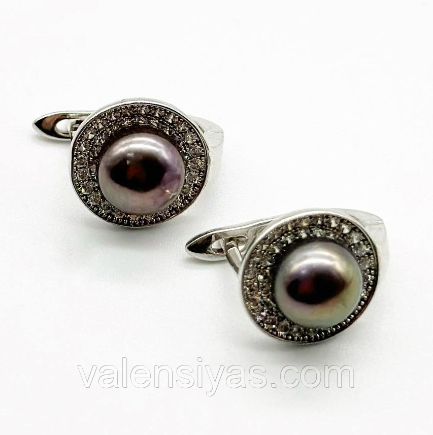 Срібні сережки з перлами